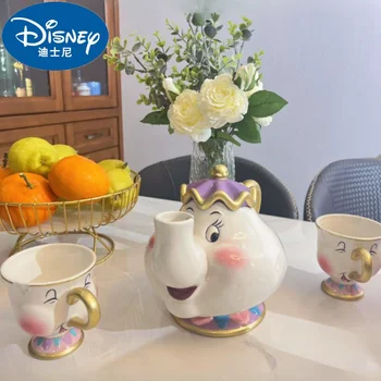 Чайник Disney с милым мультяшным рисунком Красавица и Чудовище Кофейники Кружка Миссис Поттс Чашка с чипсами Чайные чашки Горшки Один Чайный набор с доставкой