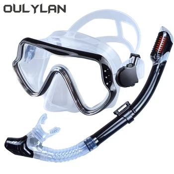 Oulylan Профессиональная маска для дайвинга с трубкой для взрослых, снаряжение для подводного плавания с маской и трубкой, силиконовая маска для плавания с защитой от запотевания и ультрафиолета