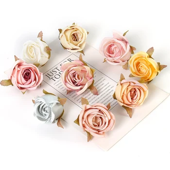 10шт искусственных цветов из цветущей розы 5 см, шелковых цветов для свадебного фона, цветочной стены, украшений для торта на день рождения, искусственных цветов