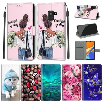 Флип-Кожаный Чехол Для Samsung Galaxy A8 2018, Чехол-бумажник, Держатель для карт, Подставка-Книжка Для Samsung Galaxy A530F, Цветочный Узор Для девочек