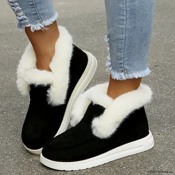 Женские зимние ботинки, утепленные плюшевые теплые зимние ботинки, Хлопковая обувь для женщин, ботинки, зимняя обувь больших размеров, Botines Botas Mujer