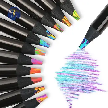 3шт Черный радужный карандаш, семицветная ручка, канцелярские принадлежности, инструмент для рисования граффити, Офисные школьные принадлежности