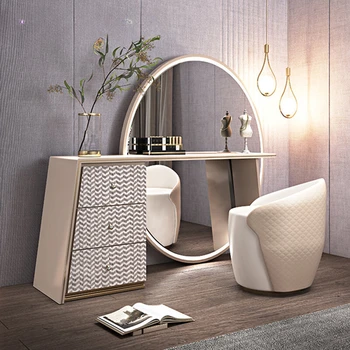 Роскошный Зеркальный Туалетный Столик Modern Light Sense Средние Комоды Большой Квартирный Комодный Столик Tocador Мебель Для Спальни