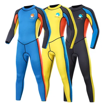 2023 Новый водолазный костюм из неопрена толщиной 2 мм, детский цельный водолазный костюм с длинными рукавами, защита от солнца, теплый пляжный купальник для серфинга,