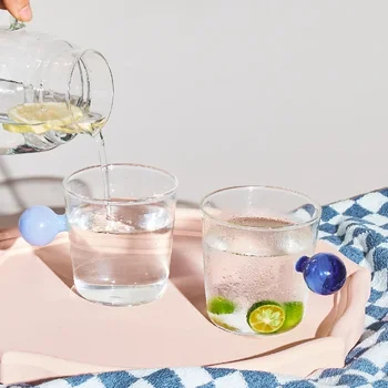 Кофейные кружки из цветного стекла, чашка для воды со сферической ручкой, креативная кружка для завтрака, Молочная кружка, стаканы для питья, бутылка для коктейля, рюмка