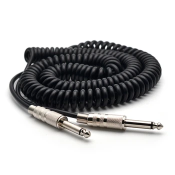 Гитарный пружинный кабель 6,35/6,5 Гитарный басовый аудиокабель Экранирующий провод 5 м для подключения звука электрогитары