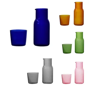 Набор чайных чашек из прозрачного стекла карамельного цвета, простая термостойкая чашка для сока с чайным кувшином, бутылка для воды