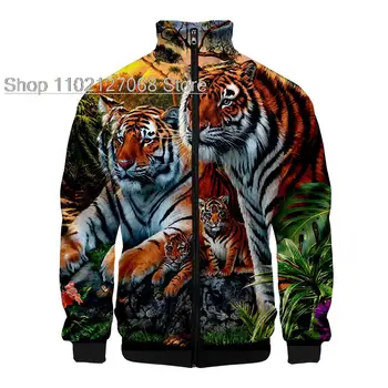 2022 Новейшая куртка на молнии с 3D принтом тигра в стиле хип-хоп, со стоячим воротником, женские/мужские куртки с длинным рукавом, повседневная уличная одежда с животными