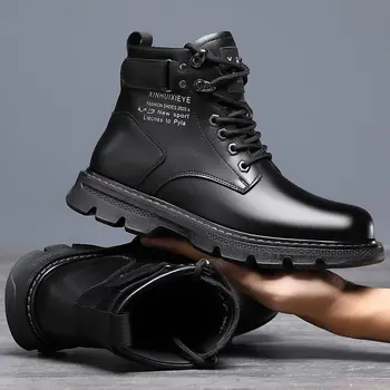 Черные Мужские Кроссовки С Высоким Берцем, Резиновые Мужские Ботинки, Защитная Обувь 2023, Новые Модные Ботильоны На Меху, Нескользящие Модные
