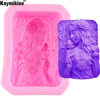 F1011 Формы для свечей Rose Girl, форма для мыла, Силиконовая форма для выпечки, украшение для дома, 3D Поделки из глины, изготовление воска