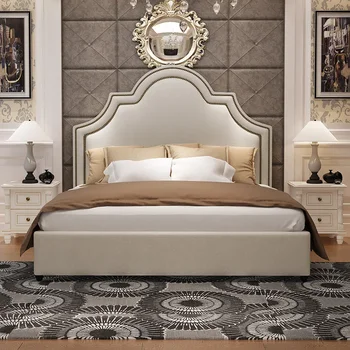Скандинавская современная простая роскошная кожаная художественная кровать двуспальная кровать мастер-кровать мягкая кровать