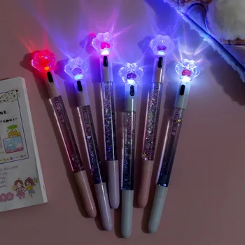 Светящаяся нейтральная ручка с кошачьим когтем для девочек, милая и креативная светящаяся ручка с песком, детские канцелярские принадлежности для студентов, водяная ручка
