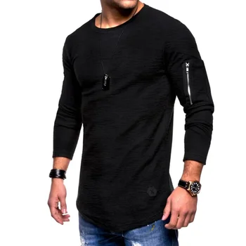 B7138 новая футболка мужская весенне-летняя футболка топ мужская хлопчатобумажная футболка с длинными рукавами для бодибилдинга складная