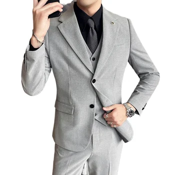 2023 Новый модный повседневный деловой тренд Молодежный подарок S-7XL большого размера мужской летний тонкий костюм на двух пуговицах, костюм-тройка