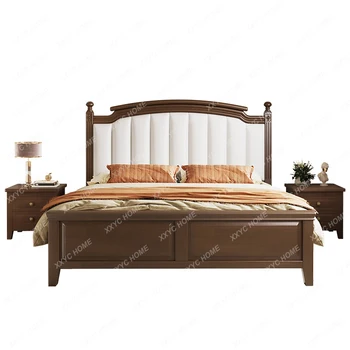 Ретро Американская кровать Кровать из массива дерева Главная спальня Современный минимализм 1 м 8