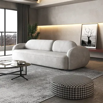 Современный простой дизайнерский тканевый диван для небольшой семейной гостиной