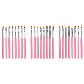 24шт Набор цветных ручек для рисования Розовая ручка-лепесток, кисточка для ногтей, Короткая Кисточка для ногтей