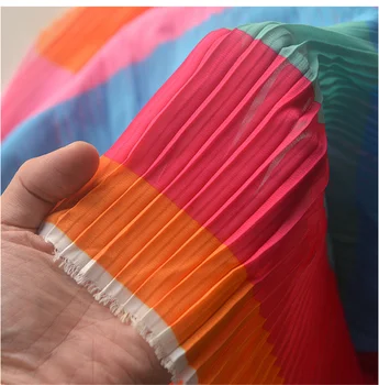 Цветная шифоновая плиссированная ткань Материал Diy Дизайн Летняя плиссированная юбка Детская одежда Анкара Полиэфирная атласная ткань по метру