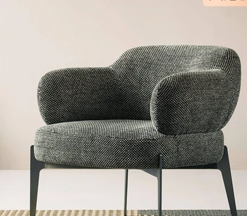 Итальянский минималистичный тканевый диван-кресло, дизайнерский повседневный стул для одного человека, легкая роскошная нержавеющая сталь