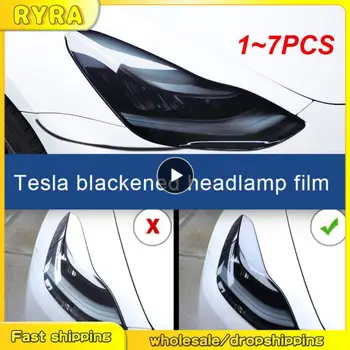 1-7 шт. Наклейка для укладки передних фар автомобиля Прозрачная /Дымчато-черная Защитная пленка для фар автомобиля Tesla Model 3 Y 2021 2022 гг.