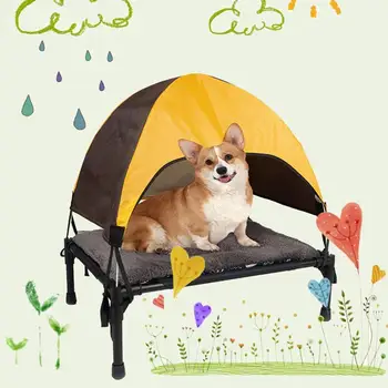 Охлаждающая приподнятая кровать для собак, переносные приподнятые кроватки для домашних животных со съемным балдахином, нескользящие ножки для путешествий в помещении и на открытом воздухе, кемпинга