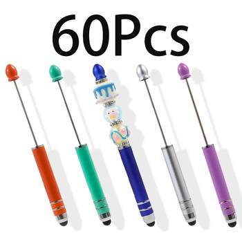 60шт Ручка с сенсорным экраном, украшенная бисером, милая шариковая ручка, стилусы для мобильных устройств, сенсорные ручки для iPad, Подарочная ручка для офиса