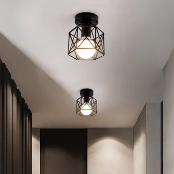 Потолочный светильник с железной дорожкой, минималистичный скандинавский ретро-балкон, кухонный светильник, прихожая, железный вход, маленький потолочный светильник, Металлическое гнездо