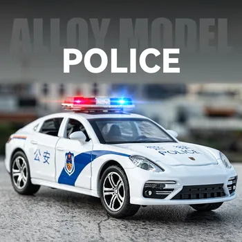 Игрушечная Модель Из Сплава Полицейских Машин в масштабе 1:32 С Высокой Имитацией Металлического Автомобиля, Игрушки со Звуковым Светом, Откидывающийся Автомобиль для Детских Игрушек, Подарки