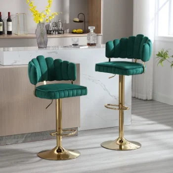 Поворотные барные стулья COOLMORE Комплект из 2 стульев с регулируемой высотой стойки и подставкой для ног для кухни, столовой