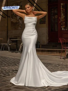 Простое Свадебное платье на Бретельках С Квадратным вырезом, Классическое Свадебное платье 
