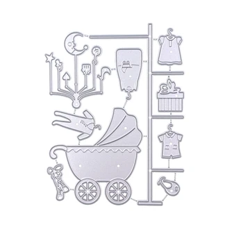 Детская коляска с погремушками, Игрушечная Одежда, Трафарет для резки металла, Трафарет для скрапбукинга, Тиснение, высечки, шаблон альбома