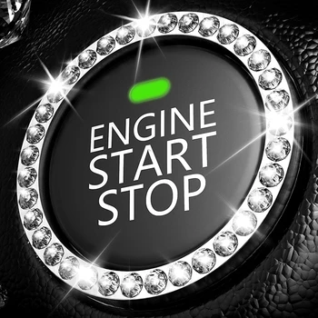 Хрустальное зажигание двигателя Кнопочный переключатель Onekey Start Stop Защитная крышка Кольцо со стразами по кругу Автомобильные аксессуары