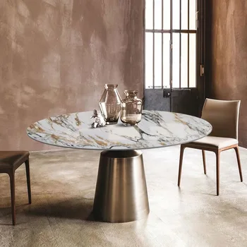 Мраморный Круглый обеденный стол Итальянская легкая Роскошная Простая Современная мебель для дома из каменной плиты Новое поступление