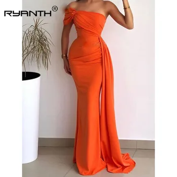 Сексуальные Оранжевые Длинные платья подружек невесты в стиле Русалки для женщин 2023 года, Африканские черные платья для девочек на одно плечо, Платья для женщин, платья для женщин