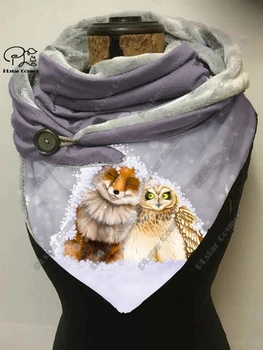 PLstar Cosmos, серия животных с 3D-принтом, теплый шарф-шаль с рисунком милой лисы, весенне-зимний маленький треугольный шарф H-7