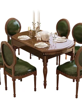 Обеденный стол из массива дерева в американском стиле, Обеденный стол Бытовой на 4 персоны, Выдвижной Обеденный стол на 6 персон