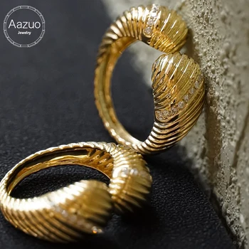 Модное кольцо Aazuo из желтого золота 18 Карат с настоящими Бриллиантами, Волшебное Открытое кольцо, подаренное женщине, Роскошная бижутерия для банкета, женская мода