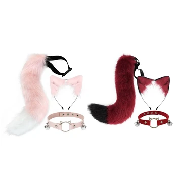 Комплект из 2 предметов, костюм животного, ушки, повязка на голову, чокер с хвостом, детский костюм, мультяшные принадлежности