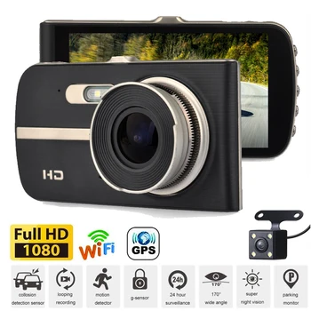 Автомобильный видеорегистратор WiFi Full HD 1080P, видеорегистратор, камера автомобиля, Видеорегистратор, монитор автоматической парковки, GPS-трекер ночного видения, черный ящик