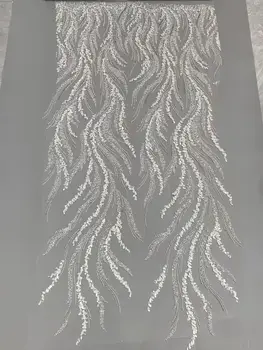 высококачественная африканская кружевная ткань с бисером и пайетками J-1302959 для свадебного шитья