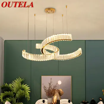 Подвесной светильник OUTELA из хрусталя с современным простым освещением, роскошная кольцевая люстра, домашний декор для гостиной, столовой