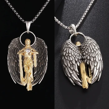 Изысканный и модный Ангел с черными крыльями Кулон Ожерелье для мужчин и женщин Амулеты Ювелирные Изделия Подарочные Аксессуары