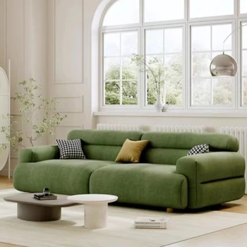 Минималистичный современный размер домашней гостиной сочетание кремового стиля прямой тканевый диван