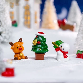 1шт микро Пейзаж Олень Рождественская елка Санта Клаус Снеговик Миниатюрные рождественские фигурки Кукольный домик Сказочный сад Орнамент