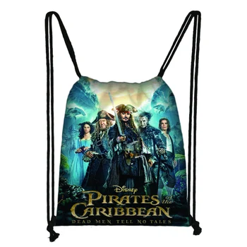 Повседневная сумка Disney Pirates Of The Caribbean, рюкзак для мальчиков и девочек, Сумки на шнурке, сумка для хранения, пляжные сумки для покупок