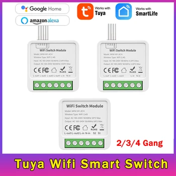 Умный переключатель Wi-Fi Tuya Smart 2/3/4 Gang Switch 2Way Control Модуль отключения голосового управления с Alexa Google Home Alice Smart Life