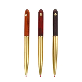 10 комплектов роскошной фирменной шариковой ручки из сандалового дерева, латунная ручка, деревянная подарочная ручка с кожаным чехлом