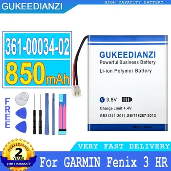 Аккумулятор GUKEEDIANZI для Garmin Fenix 3 HR, Аккумуляторы для спортивных часов GPS, 850 мАч, 361-00034-01, 361-00034-02