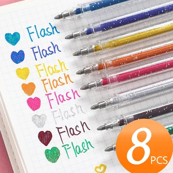 8 Цветов Гелевая Ручка Candy Macaron Kwaii Блестящие Милые Ручки Lapices Гелевые Чернильные Ручки Для Детского Рисования Feutre Dessin Школьные Принадлежности