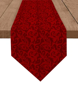 Зимняя Рождественская настольная дорожка с красным рисунком в стиле ретро, Свадебный декор, Скатерть для праздничной вечеринки, Украшение домашнего обеденного стола